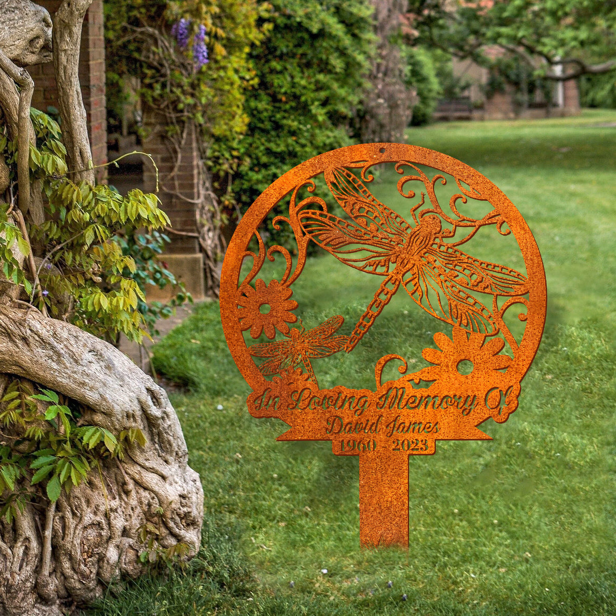 Personalized Dragonfly Memorial Stake, Dragonfly Lover Gift, Garden Decor, Dragonfly Stake, Sympathy Sign, Grave Marker, Dragonfly Metal Sign