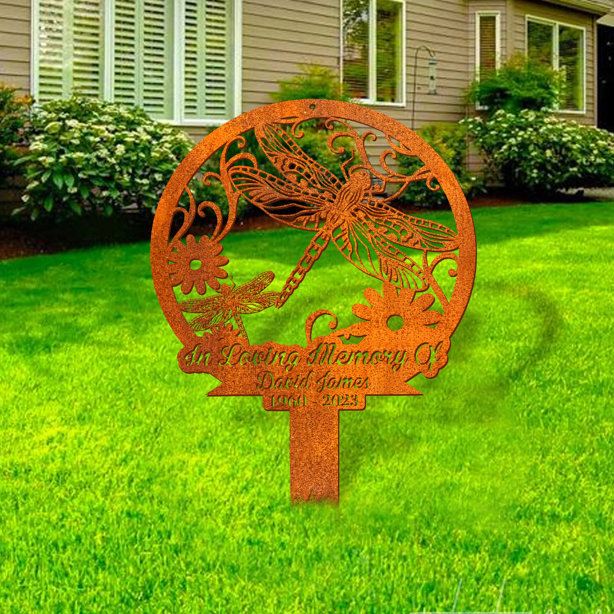 Personalized Dragonfly Memorial Stake, Dragonfly Lover Gift, Garden Decor, Dragonfly Stake, Sympathy Sign, Grave Marker, Dragonfly Metal Sign