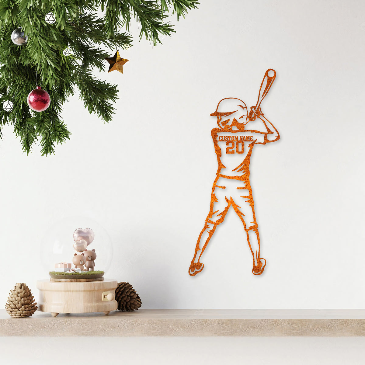 Custom Boy Baseball Metal Wall Art Led Light Personalized Baseball Player Name Sign Home Decor Kid Nursery Decoration Birthday Gift For Boy