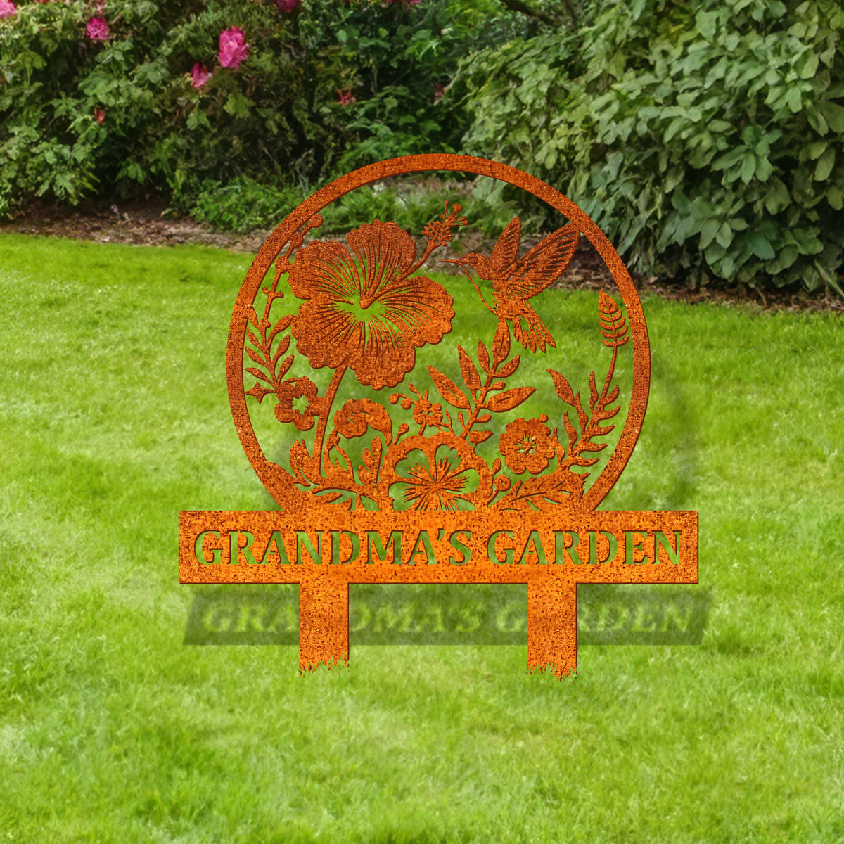 Personalized Garden Name Sign, Custom Hummingbird Metal Garden Stake, Metal Yard Sign, Garden Metal Art, Outdoor Gardening Gift, Garden Decor