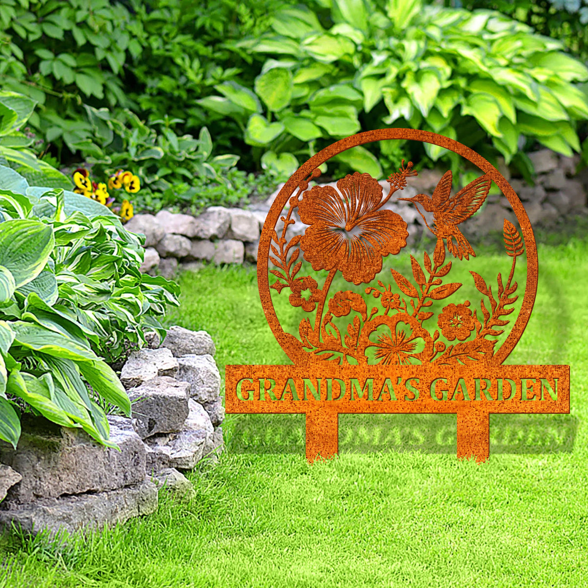 Personalized Garden Name Sign, Custom Hummingbird Metal Garden Stake, Metal Yard Sign, Garden Metal Art, Outdoor Gardening Gift, Garden Decor