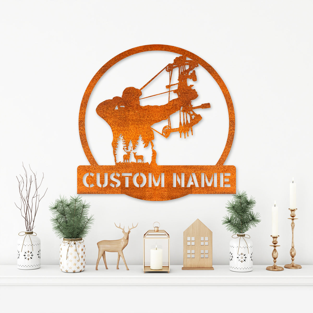 Custom Bow Hunting Metal Wall Art Led Light, Deer Bowhunter Home Decor, Hunting Bow Hunting Sign, Hunter Name Sign, Hunter Gifts, Gift For Dad