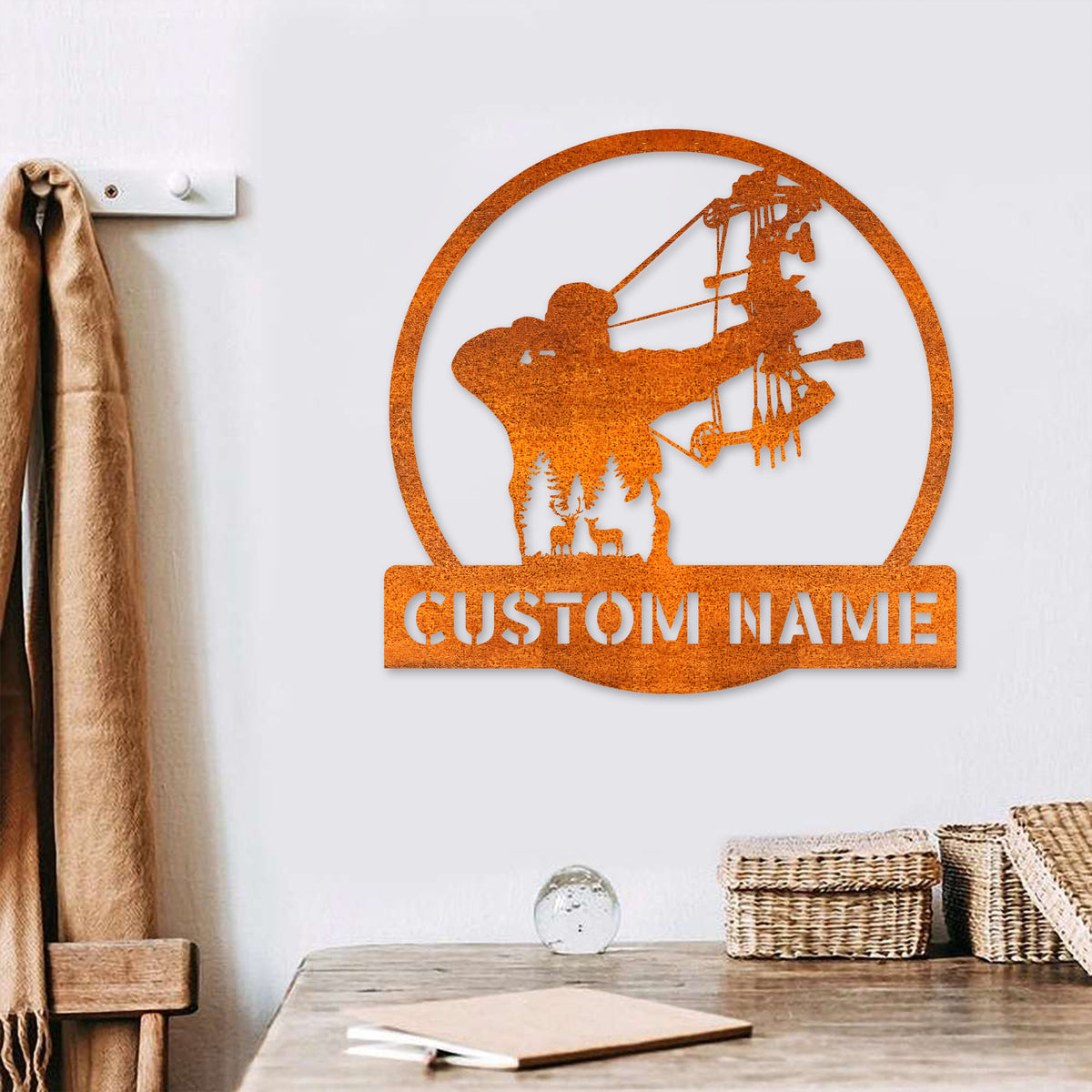 Custom Bow Hunting Metal Wall Art Led Light, Deer Bowhunter Home Decor, Hunting Bow Hunting Sign, Hunter Name Sign, Hunter Gifts, Gift For Dad