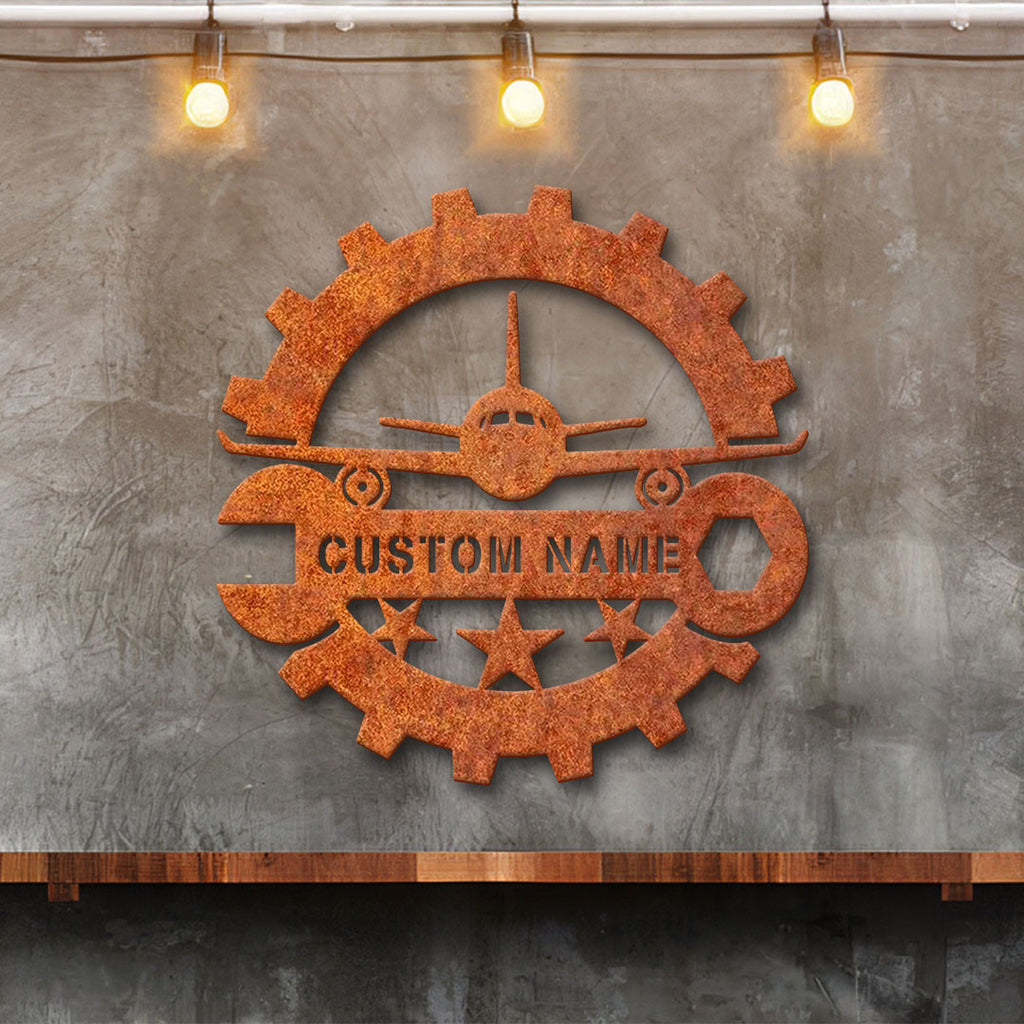 Custom Aircraft Mechanic Metal Sign Led Light, Personalized Aircraft Mechanic Metal Sign, Aircraft Mechanic Metal Wall Decor, Gift For Dad