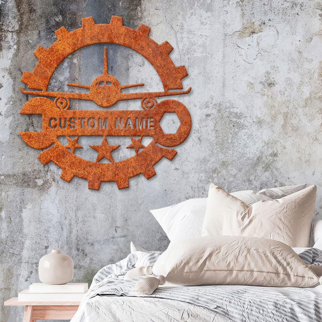 Custom Aircraft Mechanic Metal Sign Led Light, Personalized Aircraft Mechanic Metal Sign, Aircraft Mechanic Metal Wall Decor, Gift For Dad