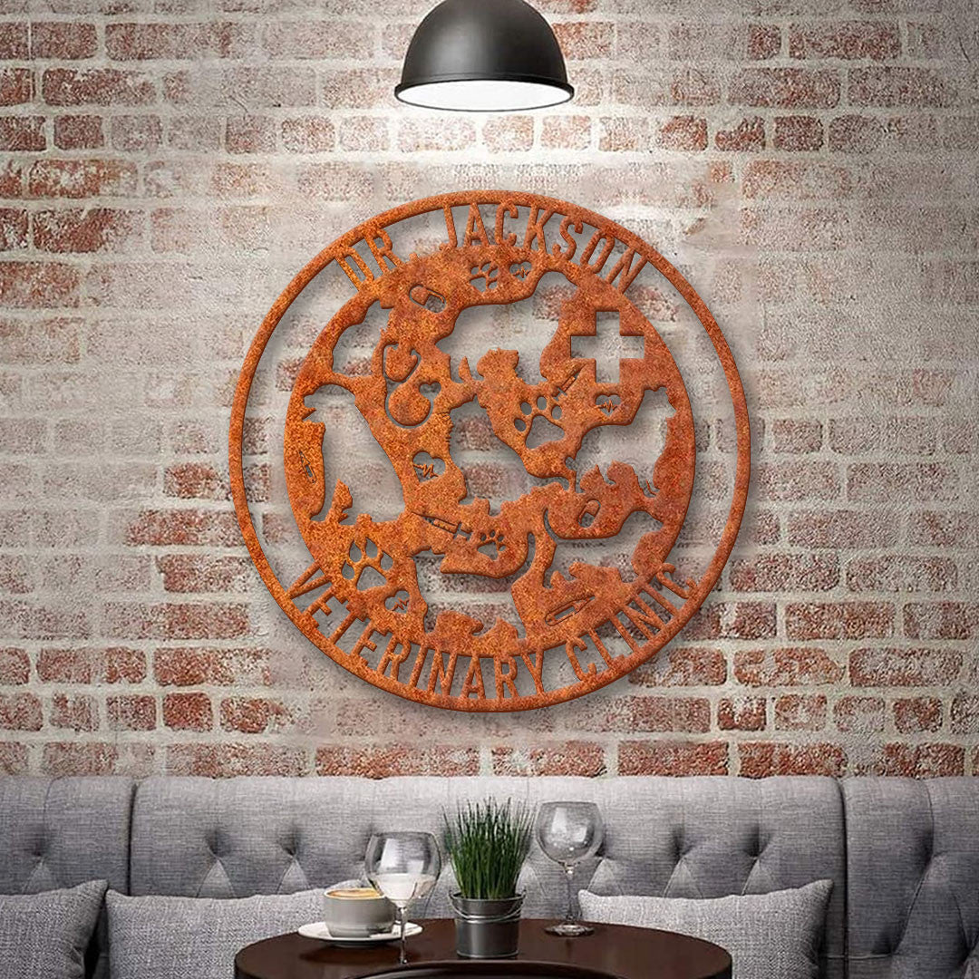 Custom Animal Clinic Metal Wall Art Led Light Personalized Pet Care Name Sign Home Decor Veterinarian Decor Birthday Gift Veterinarian Gift