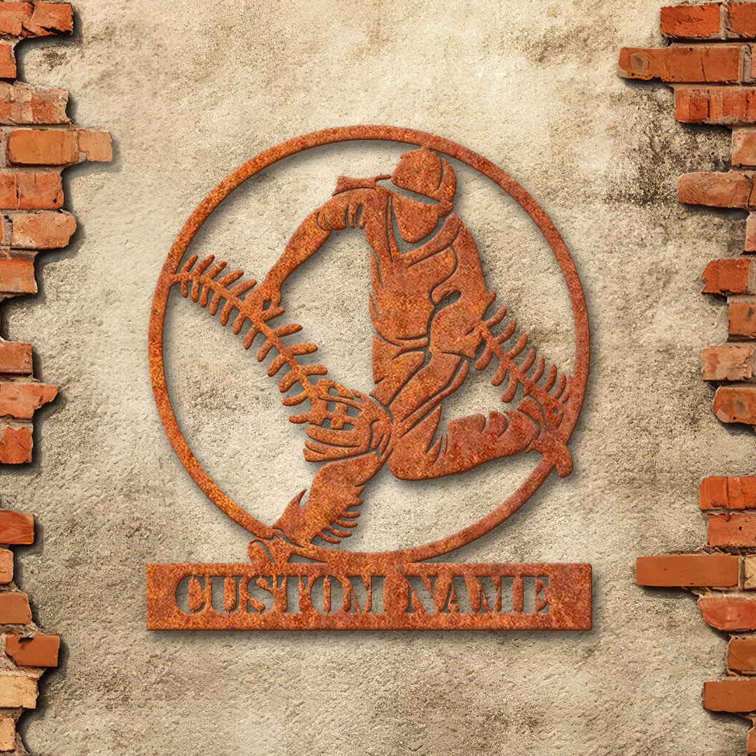 Custom Catch Baseball Metal Wall Art Led Light Baseball Sign Softball Sign Personalized Softball Player Name Sign Ideal For Home Decor &Gift