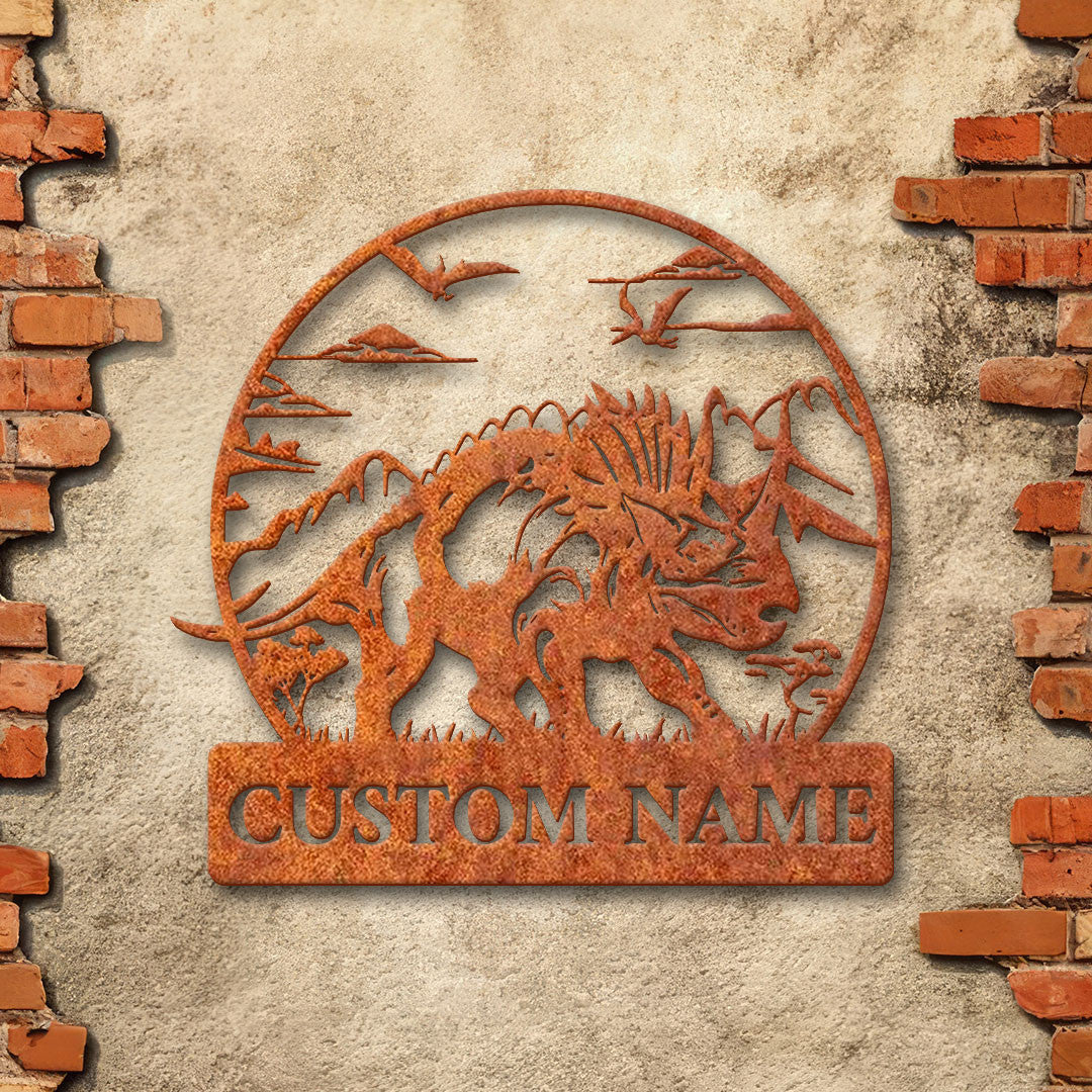 Custom Triceratops Dinosaur Metal Wall Art Led Light Custom Dinosaur Name Sign Dinosaur Decor Kid Room Decor Birthday Gift For Kids