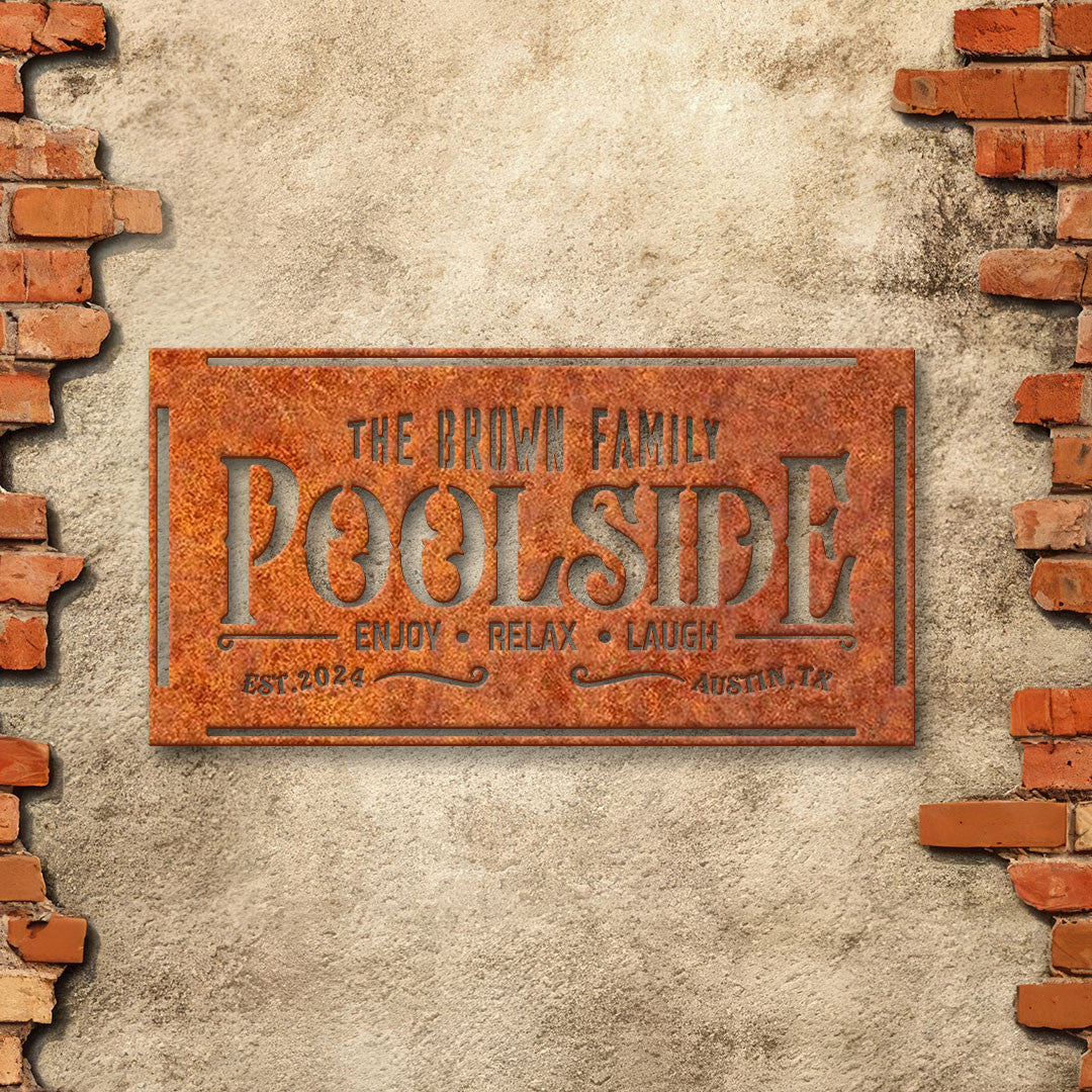 Personalized Family Poolside Oasis Sign, Swimming Pool Metal Sign, Custom Pool Bar Sign, Sign For Pool, Patio Decor, Patio Bar Sign, Poolside Sign
