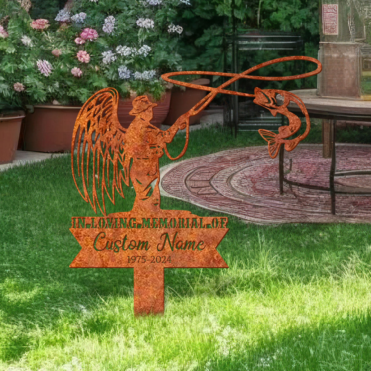 Personalized Fisher Memorial Stake Fishing Sign Fisherman Memorial Stake, Fisher Gift, Sympathy Sign, Grave Marker, Fisher Loss, Dad Loss