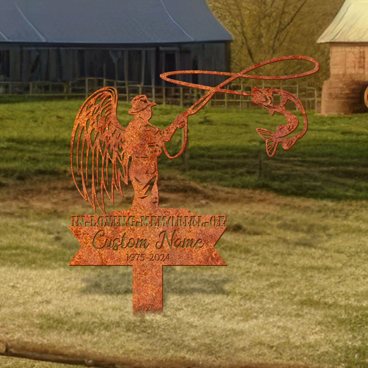 Personalized Fisher Memorial Stake Fishing Sign Fisherman Memorial Stake, Fisher Gift, Sympathy Sign, Grave Marker, Fisher Loss, Dad Loss