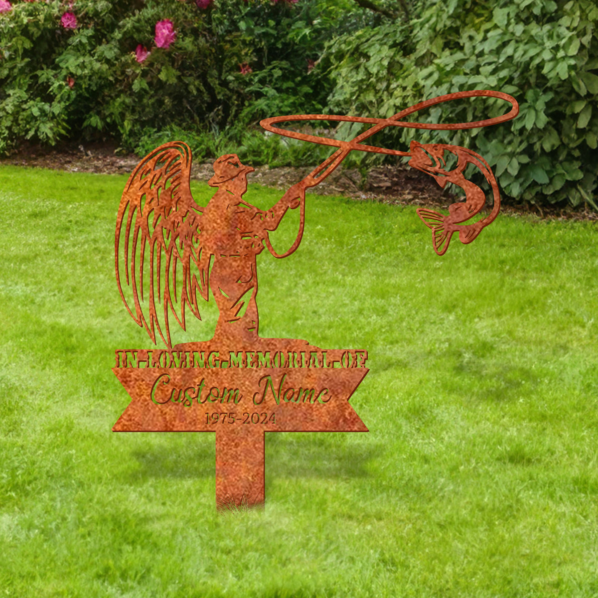 Personalized Fisher Memorial Stake Fishing Sign Fisherman Memorial Stake, Fisher Gift, Sympathy Sign, Grave Marker, Fisher Loss, Dad Loss