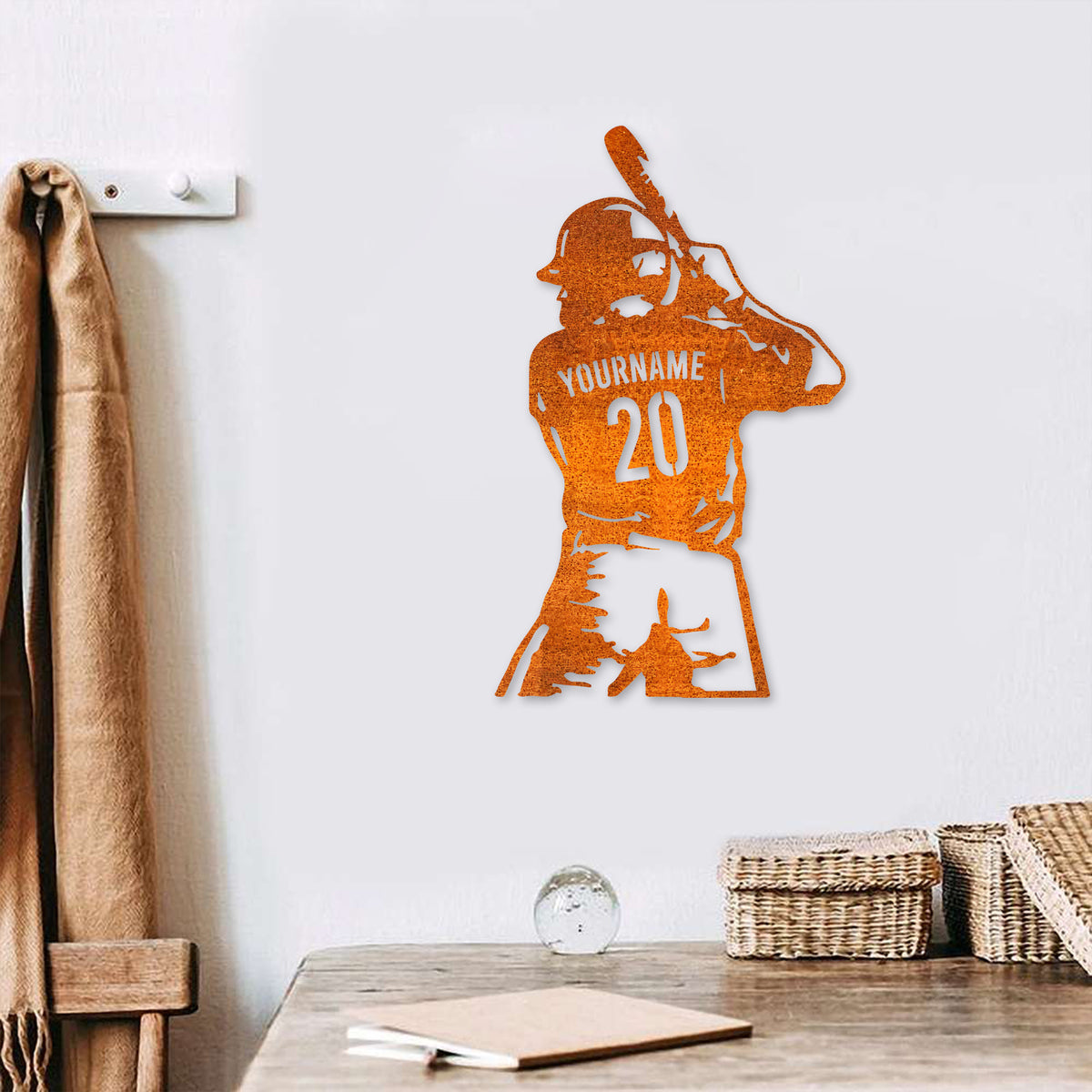 Custom Boy Baseball Metal Wall Art Baseball Sign Personalized Baseball Player Name Sign Home Decor Kid Nursery Decor Birthday Gift For Boy