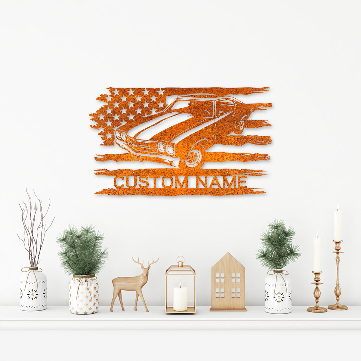 Custom Us Garage Metal Wall Art Led Light Garage Sign Personalized Classic Muscle Car Metal Sign Home Decor Mechanic Repair Decor Birthday