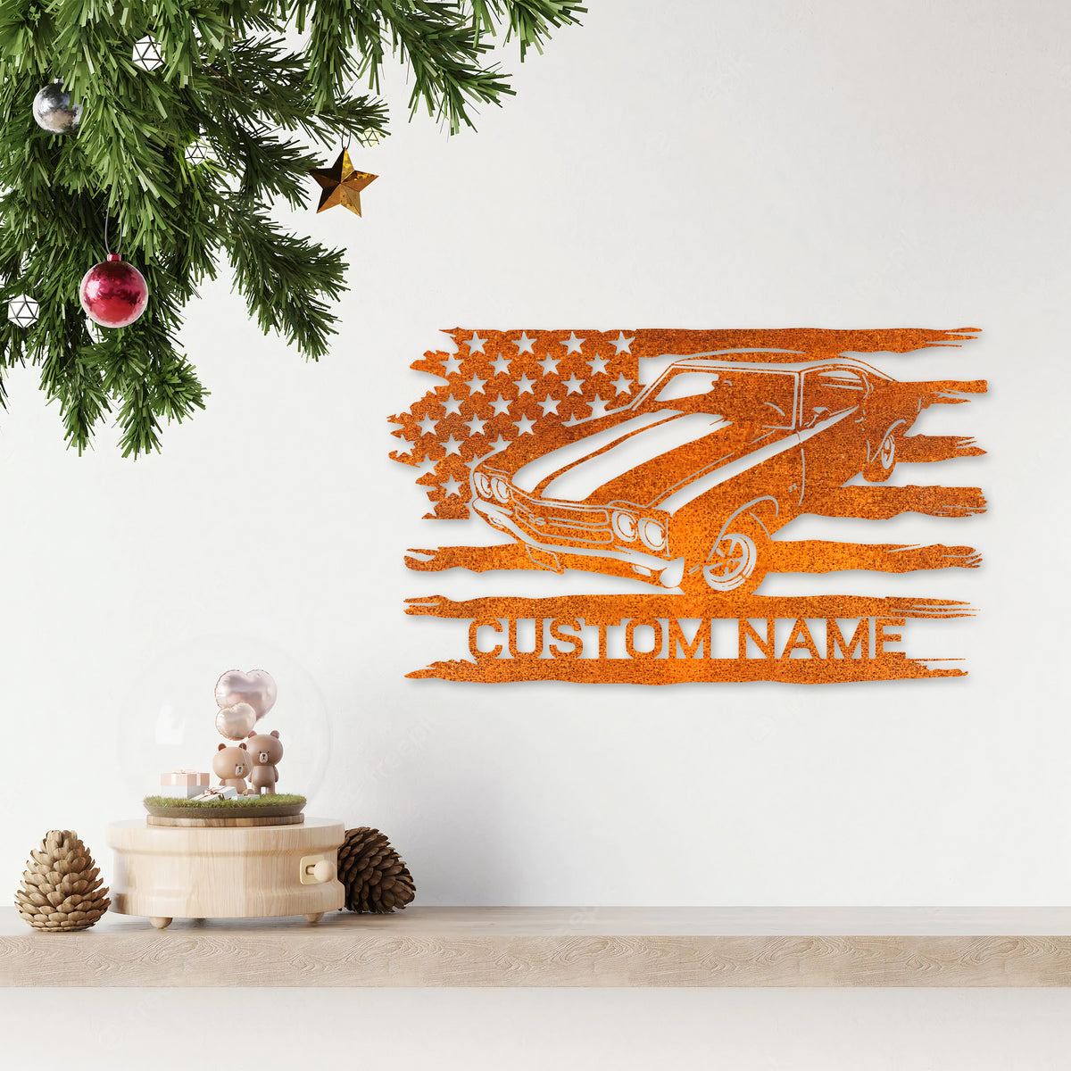Custom Us Garage Metal Wall Art Led Light Garage Sign Personalized Classic Muscle Car Metal Sign Home Decor Mechanic Repair Decor Birthday