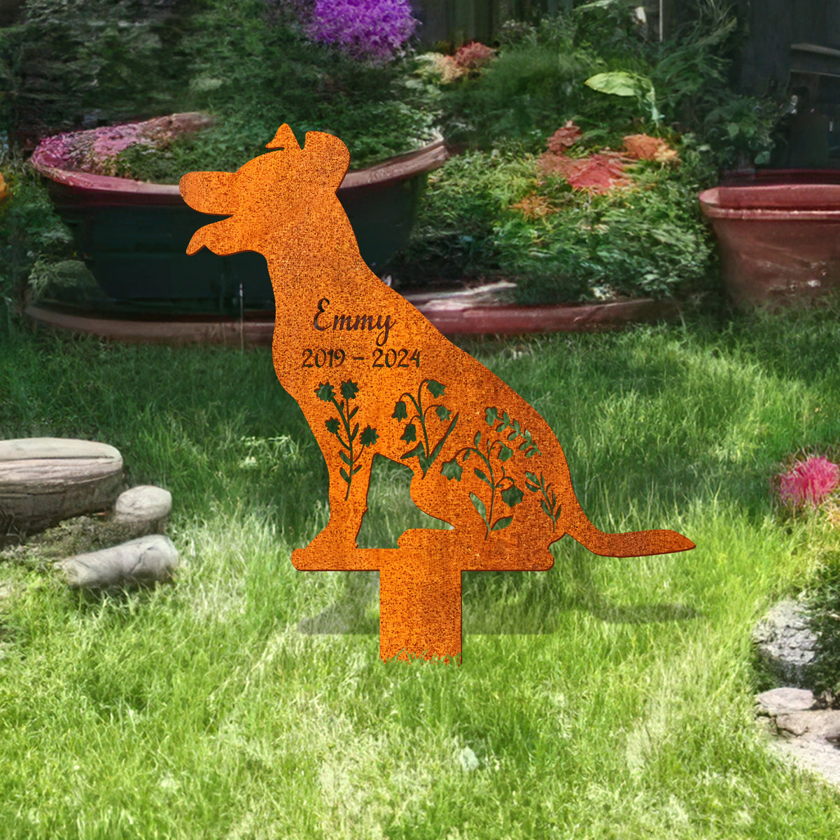 Custom Dog Memorial Stake Dog Name Sign, Russell Terrier Loss, Sympathy Gift, Rusty Metal Stake, Pet Grave Markers, Russell Terrier Lover