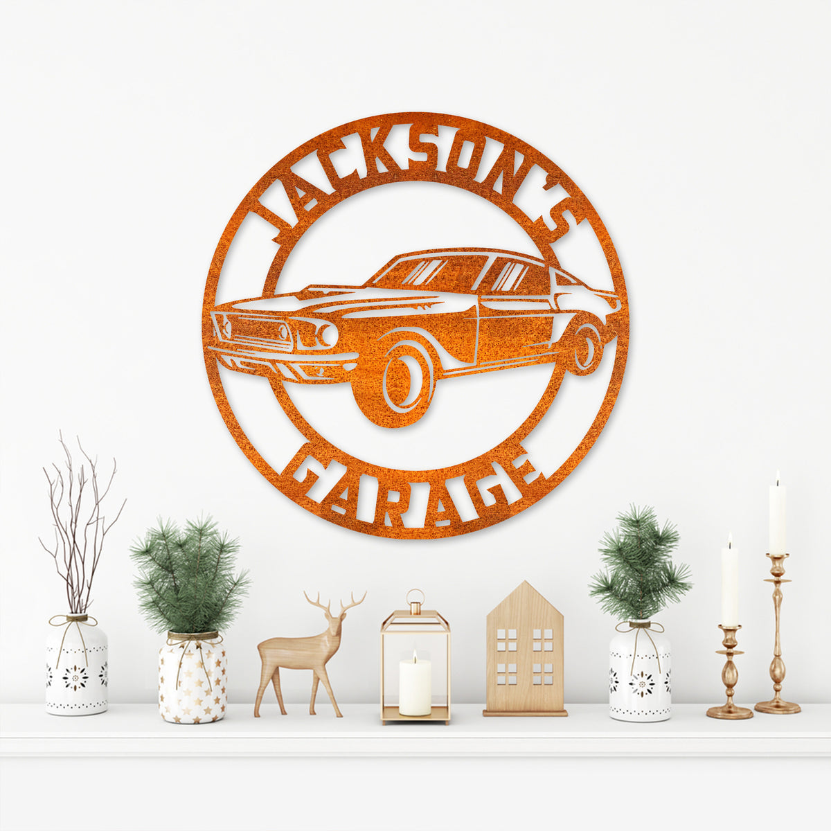 Custom Garage Metal Wall Art Led Light Muscle Car Sign Personalized Classic Muscle Car Name Sign Home Decor Mechanic Repair Birthday Gift
