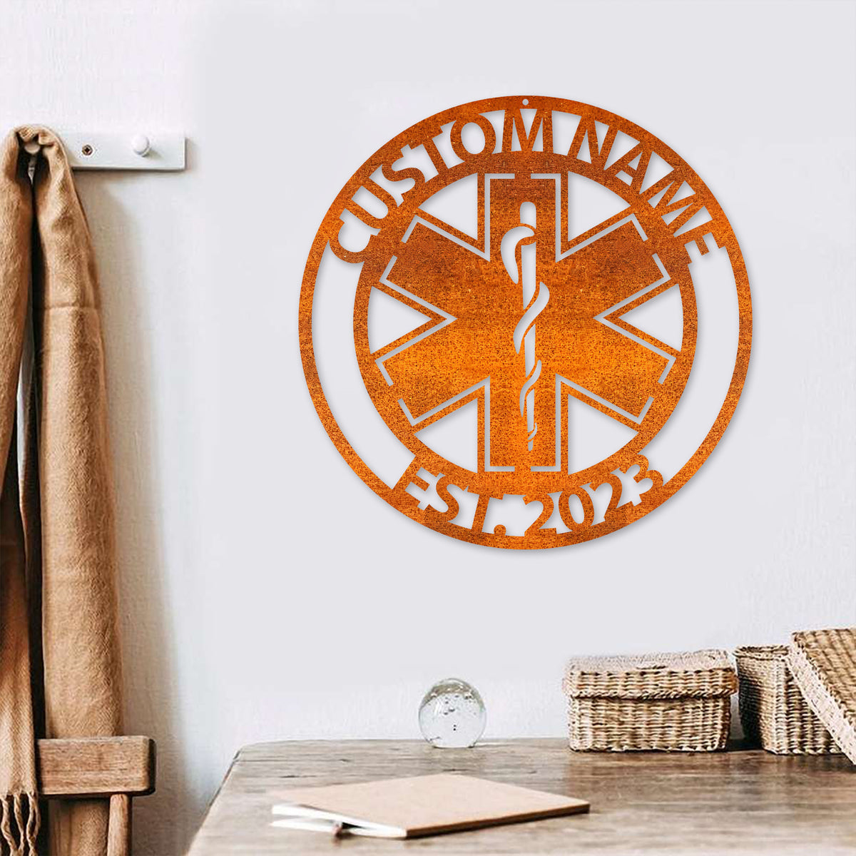 Personalized Emt Metal Name Sign, Paramedic Sign, Ems Paramedic Custom Medical Symbol, Gift For Medic, Birthday Gifts Medical Field Gift