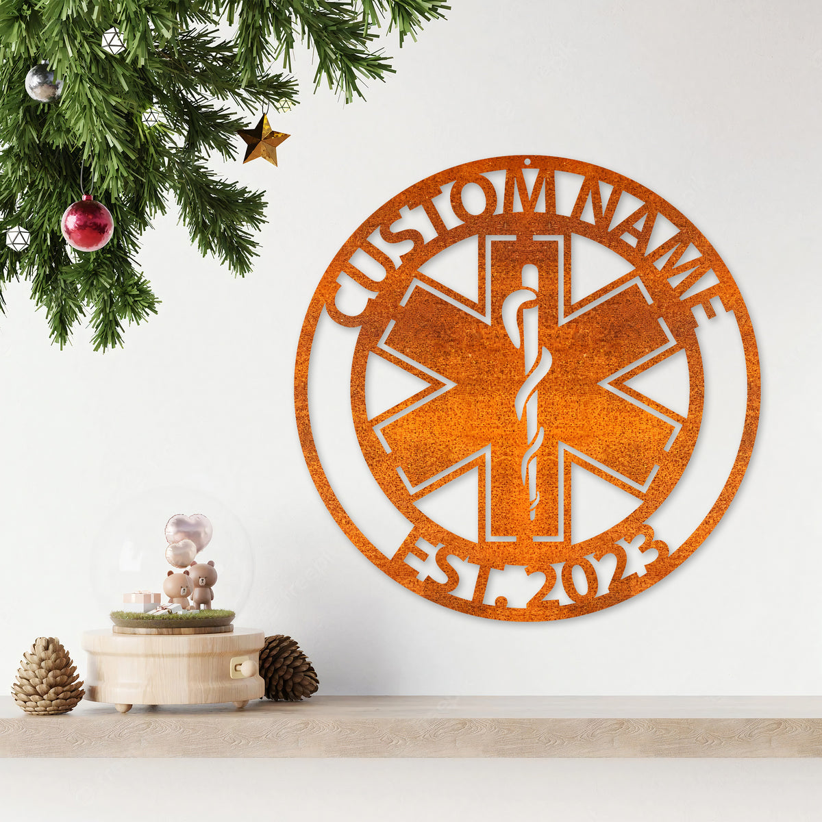 Personalized Emt Metal Name Sign, Paramedic Sign, Ems Paramedic Custom Medical Symbol, Gift For Medic, Birthday Gifts Medical Field Gift
