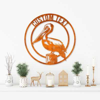 Custom Pelican Metal Sign, Pelican Metal Wall Art, Personalized Pelican Lover Name Sign, Pelican Decor, Beach House Sign, Birthday Gift