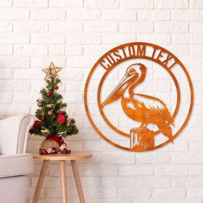 Custom Pelican Metal Sign, Pelican Metal Wall Art, Personalized Pelican Lover Name Sign, Pelican Decor, Beach House Sign, Birthday Gift