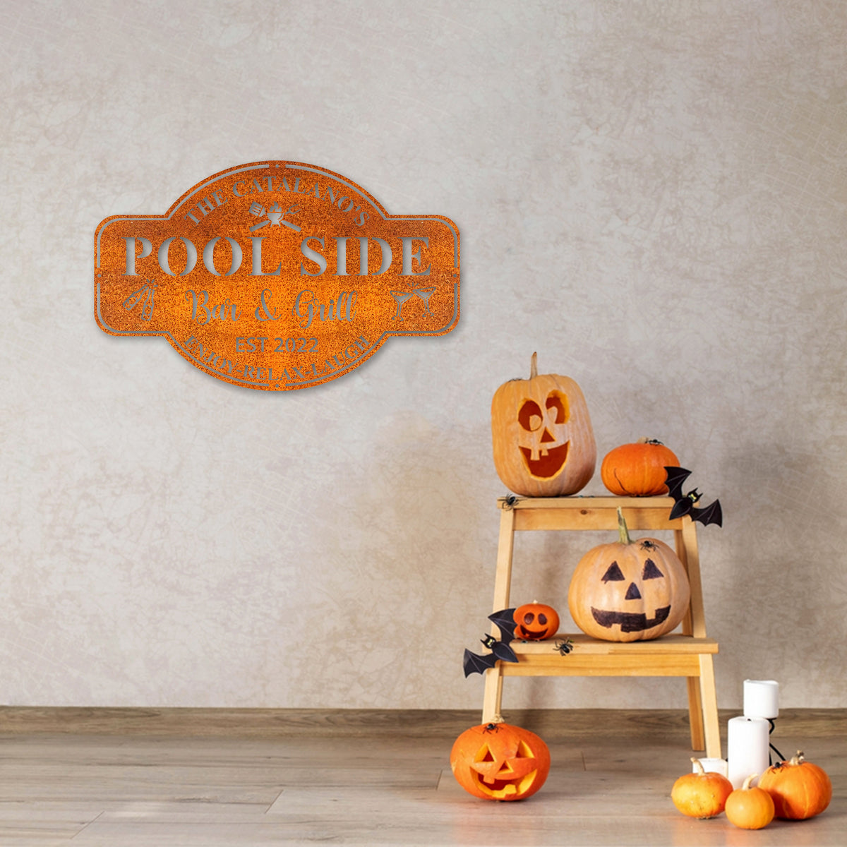 Personalized Sign For Pool Bar Metal Family Poolside Bar And Grill Sign Led Light, Bar And Grill Metal Wall Decor, Pool Oasis, Poolside Decor