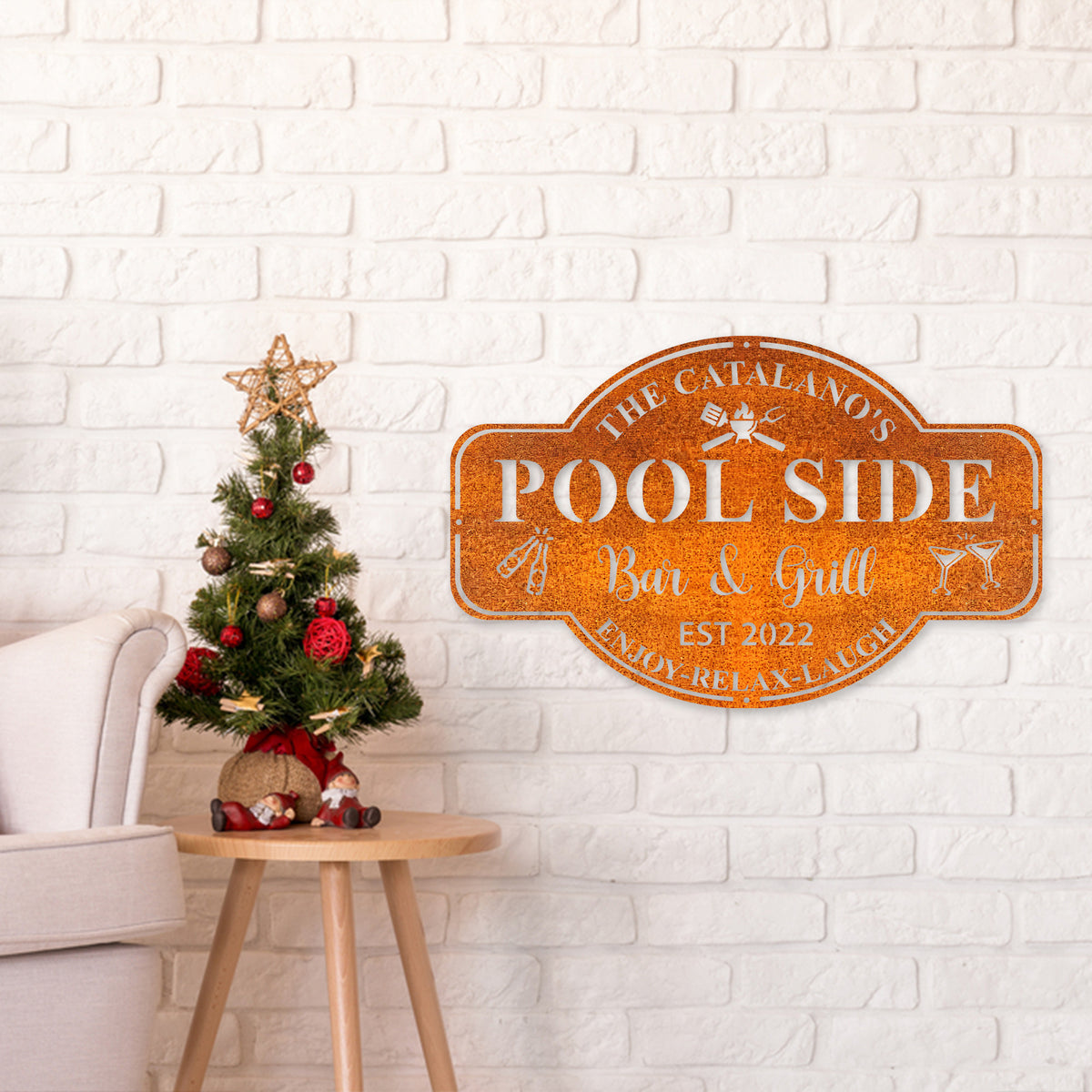 Personalized Sign For Pool Bar Metal Family Poolside Bar And Grill Sign Led Light, Bar And Grill Metal Wall Decor, Pool Oasis, Poolside Decor