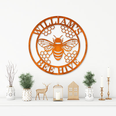 Custom Bee Metal Sign Bee Apiary Sign Bee Keeper's Gifts Birthday Gift Home Bee Hive Sign Garden Sign Bee Metal Wall Art Bee Farm Decor