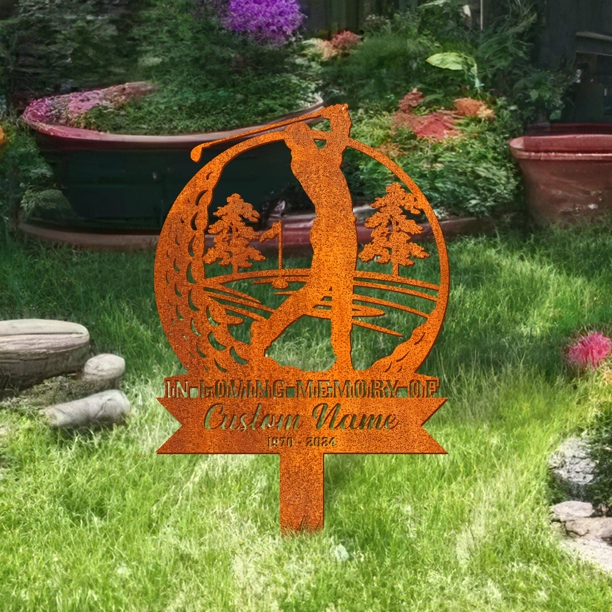 Personalized Golf Memorial Stake, Golfer Gifts, Golf Sign Golfing In Heaven, Father's Day Gift, Grave Marker, Golfer Loss, Dad Loss