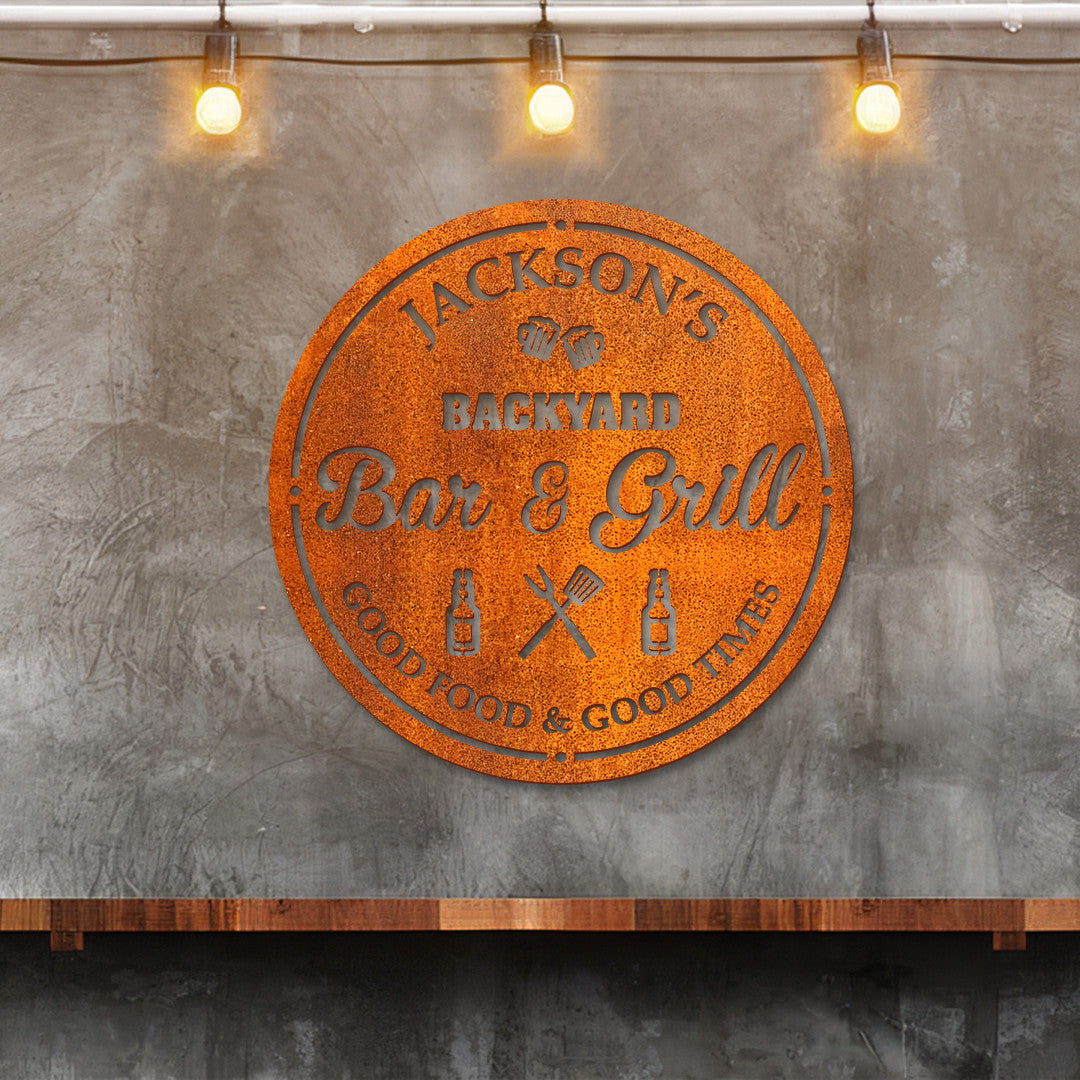 Personalized Metal Grilling Sign Led Light, Custom Backyard Bbq Metal Wall Art, Bar & Grill Metal Wall Art, Bbq Decor, Grilling Gift For Dad