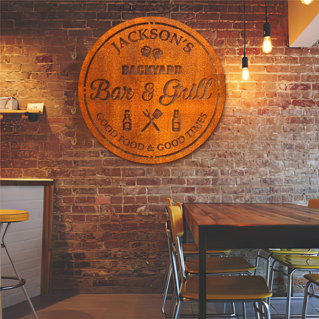 Personalized Metal Grilling Sign Led Light, Custom Backyard Bbq Metal Wall Art, Bar & Grill Metal Wall Art, Bbq Decor, Grilling Gift For Dad