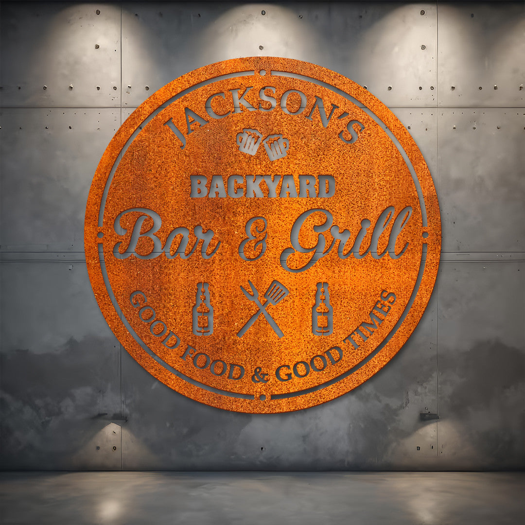 Personalized Metal Grilling Sign Led Light, Custom Backyard Bbq Metal Wall Art, Bar & Grill Metal Wall Art, Bbq Decor, Grilling Gift For Dad