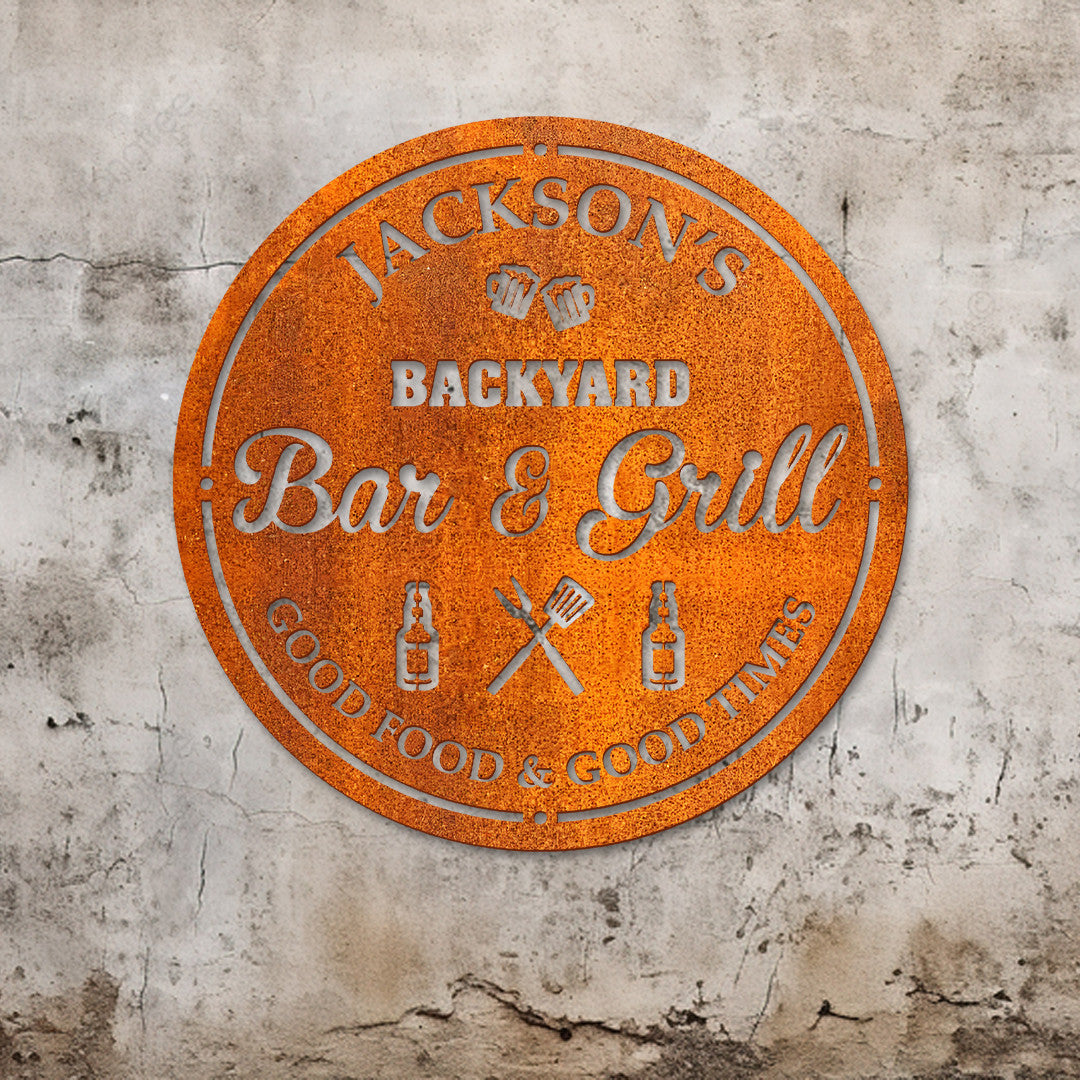 Personalized Metal Grilling Sign Led Light, Custom Backyard Bbq Metal Wall Art, Bar & Grill Metal Wall Art, Bbq Decor, Grilling Gift For Dad