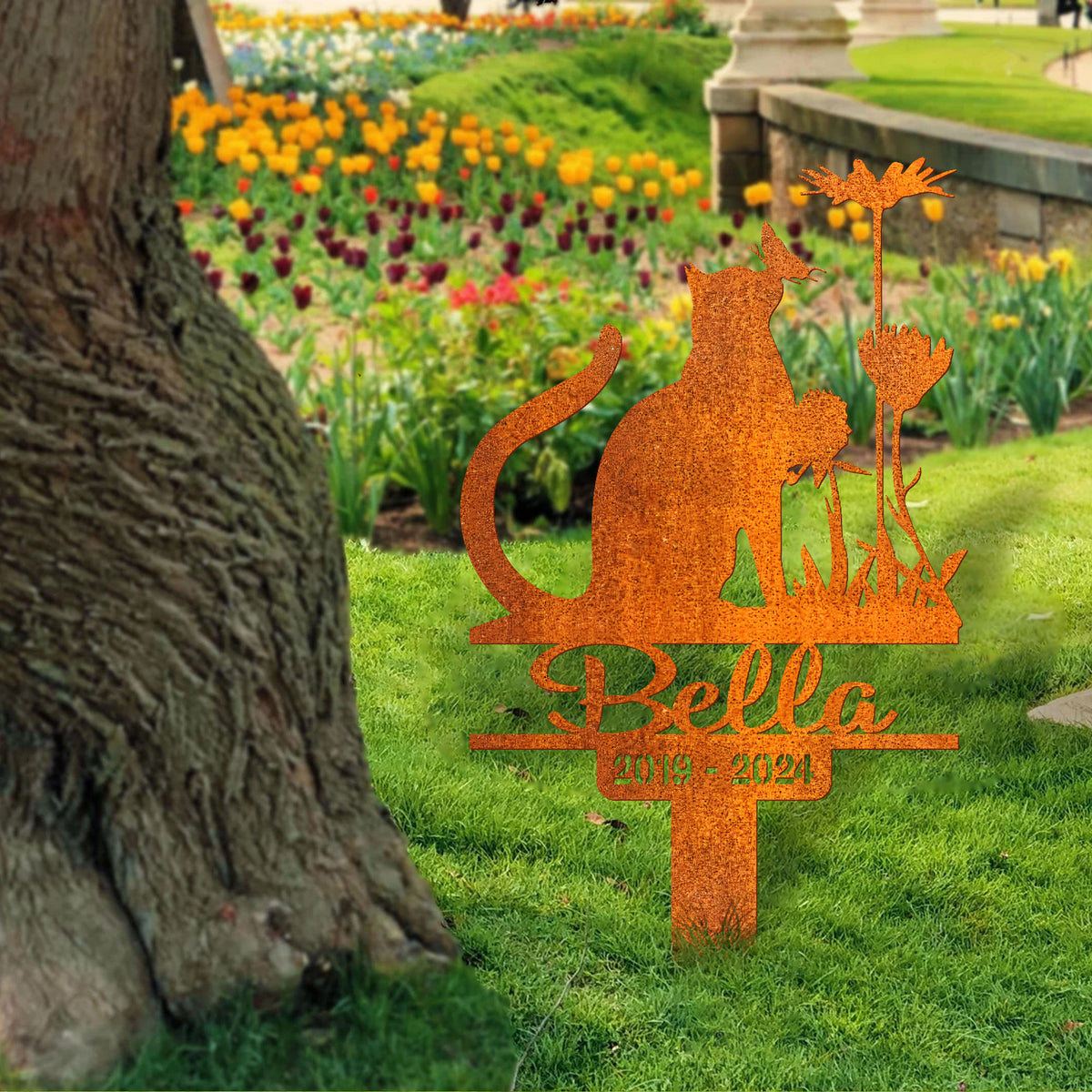 Custom Cat Memorial Stake, Cat Grave Marker, Cat Name Sign, Pet Memorial Gift, Cat Memorial Plaque, Pet Loss Gift, Remembrance Stake