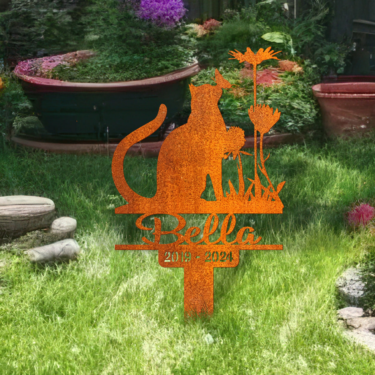Custom Cat Memorial Stake, Cat Grave Marker, Cat Name Sign, Pet Memorial Gift, Cat Memorial Plaque, Pet Loss Gift, Remembrance Stake