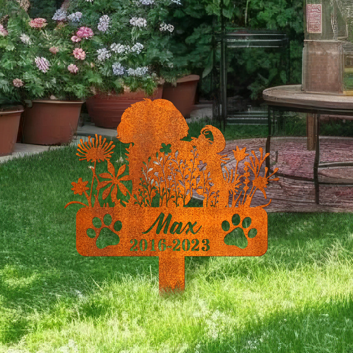 Shih Tzu Memorial Stake Corten Sign Personalized, Pet Grave Markers Sign, Shih Tzu Dog Memorial Stake, Pet Loss Gift, Sympathy Sign, Remembrance Stake