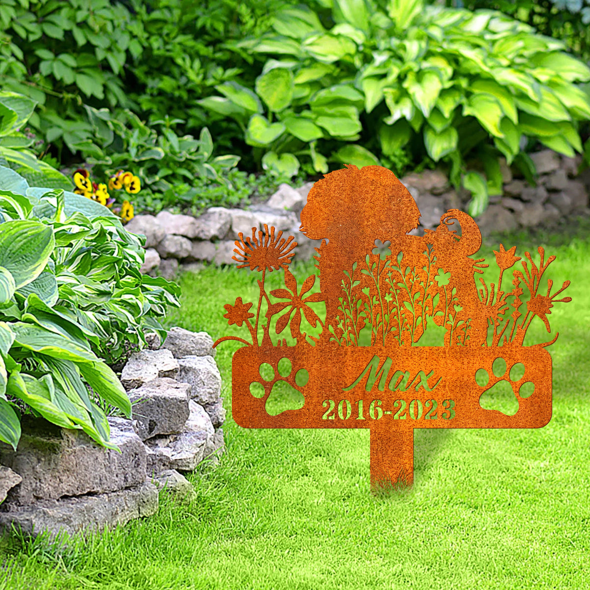 Shih Tzu Memorial Stake Corten Sign Personalized, Pet Grave Markers Sign, Shih Tzu Dog Memorial Stake, Pet Loss Gift, Sympathy Sign, Remembrance Stake