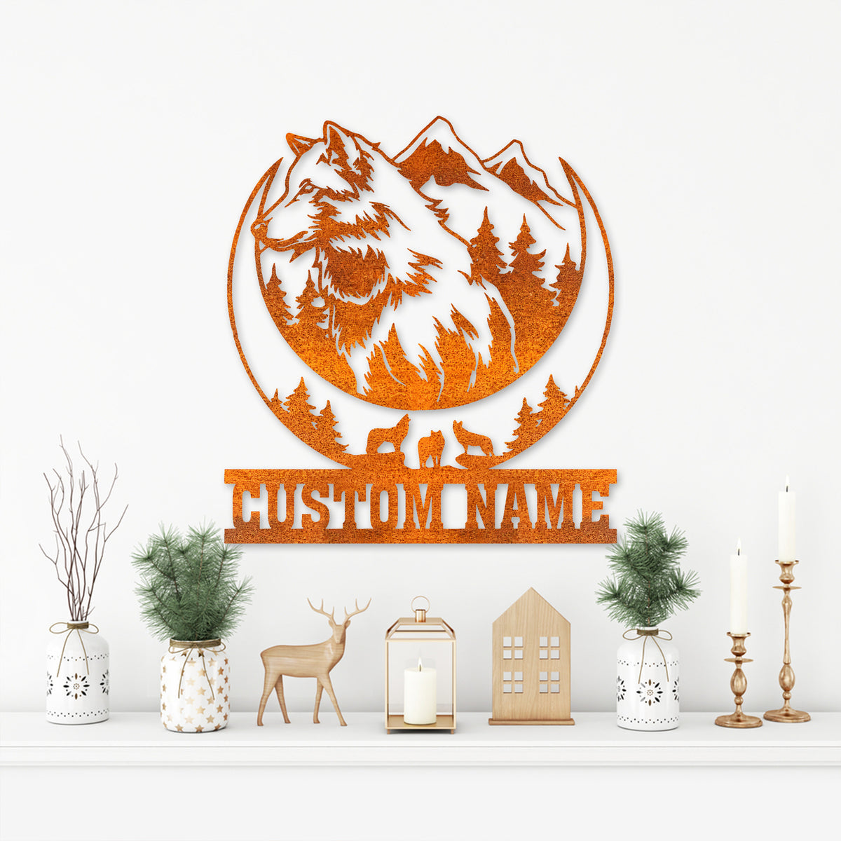 Custom Wolf Wall Decor, Wolf Family, Wolf Metal Sign, Howling Wolf Sign, Wolf Name Sign, Personalized Hunting Sign, Hunter Gift, Wolf Lover Gift