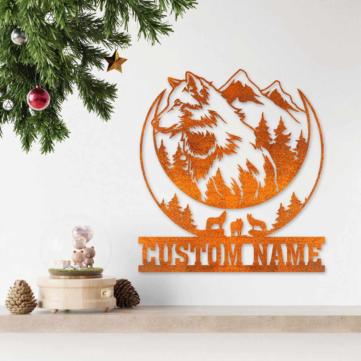 Custom Wolf Wall Decor, Wolf Family, Wolf Metal Sign, Howling Wolf Sign, Wolf Name Sign, Personalized Hunting Sign, Hunter Gift, Wolf Lover Gift