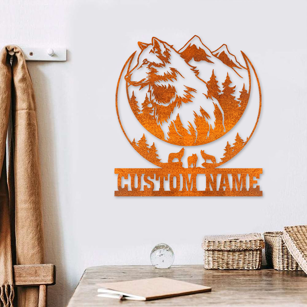 Custom Wolf Wall Decor, Wolf Family, Wolf Metal Sign, Howling Wolf Sign, Wolf Name Sign, Personalized Hunting Sign, Hunter Gift, Wolf Lover Gift