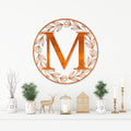 Metal Circle Letter Monogram Sign Wall Monogram Sign Couples Gift Letter Decor, Letter Vine Monogram Wedding Gift, Last Name Metal Sign
