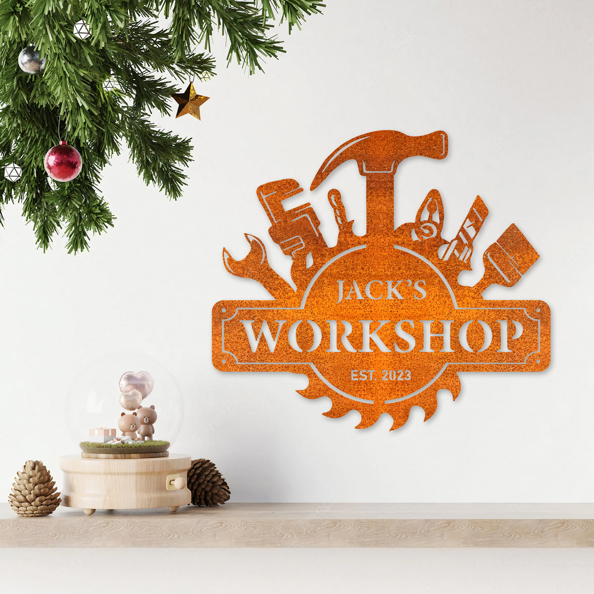 Personalized Workshop Sign Wall Art Led Garage Metal Papas Work Shop Metal Sign Garage Sign Birthday Gift For Dad Grandpa Christmas Gift