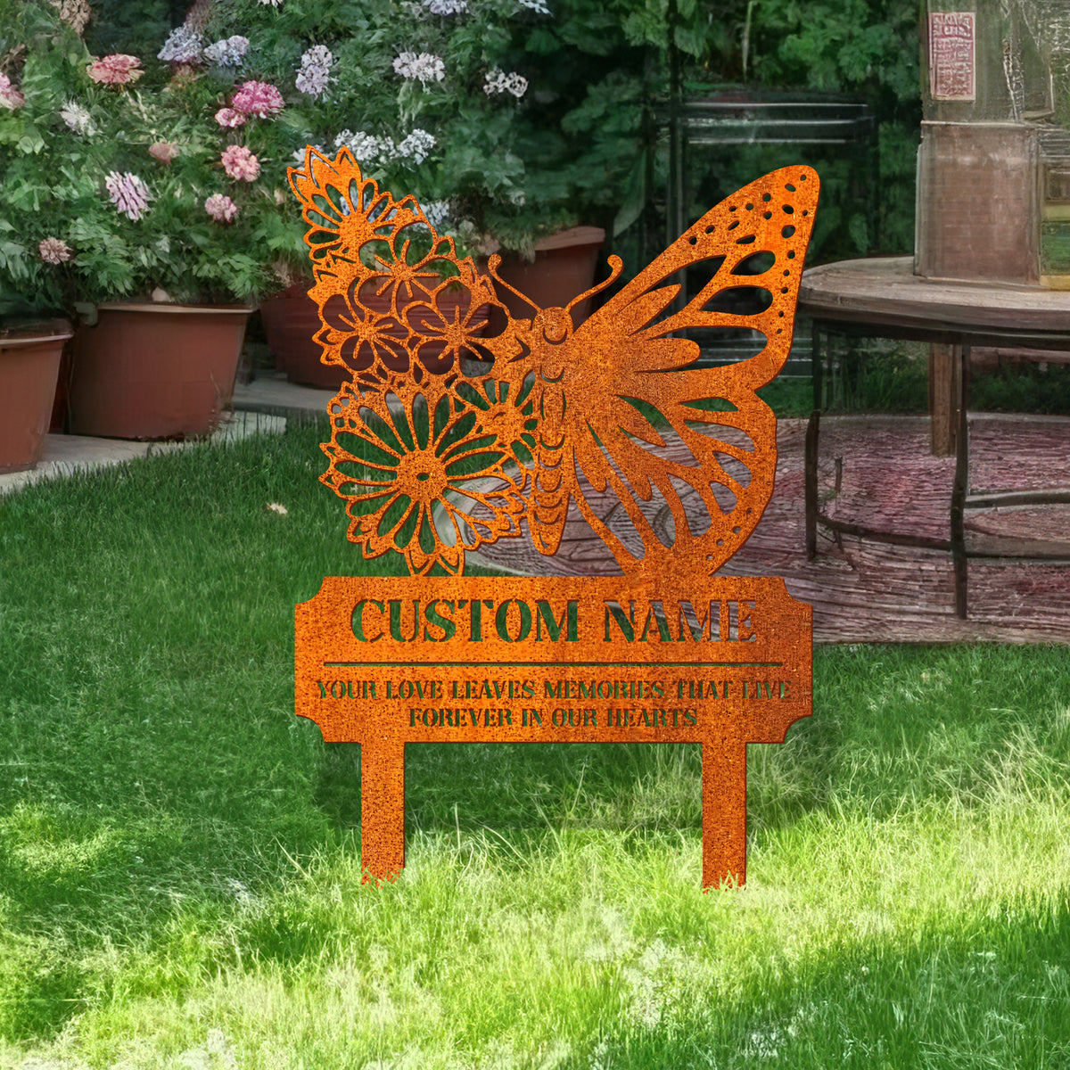 Personalized Memorial Plaque Butterfly Stake, Sympathy Sign, Human Grave Marker, Remembrance Stake, Garden Decor, Mom Loss, Butterfly Metal Stake