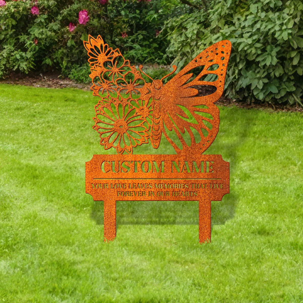 Personalized Memorial Plaque Butterfly Stake, Sympathy Sign, Human Grave Marker, Remembrance Stake, Garden Decor, Mom Loss, Butterfly Metal Stake