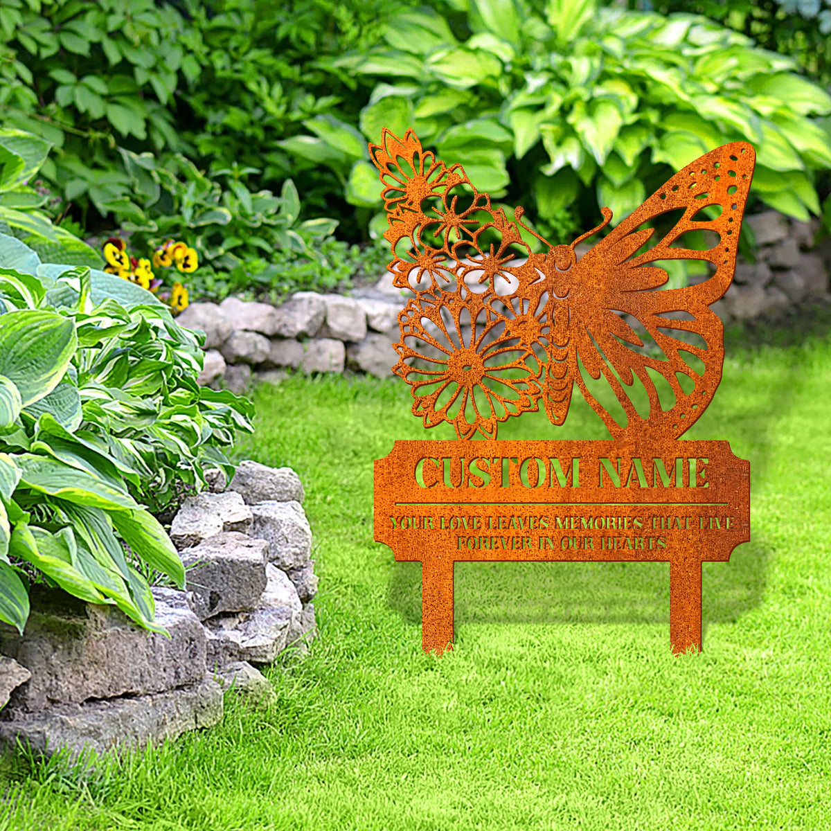 Personalized Memorial Plaque Butterfly Stake, Sympathy Sign, Human Grave Marker, Remembrance Stake, Garden Decor, Mom Loss, Butterfly Metal Stake