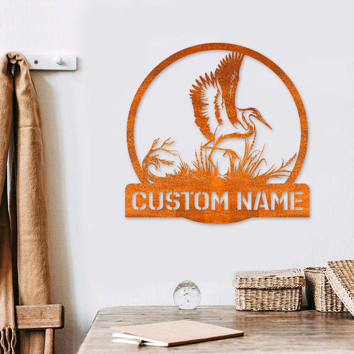Personalized Herons Bird Monogram Metal Sign, Custom Herons Bird Metal Sign, Herons Bird Lover Sign Lake House Sign Birthday Gift Bird Lover