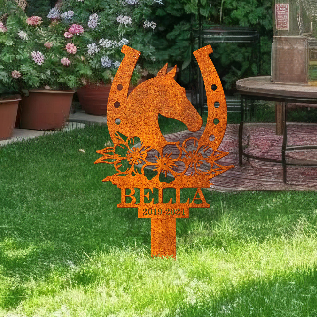 Custom Horse Memorial Stake Corten Sign , Grave Markers Sign, Horse Name Sign, Horse Lover Gift, Sympathy Sign, Remembrance Stake, Ranch Decor