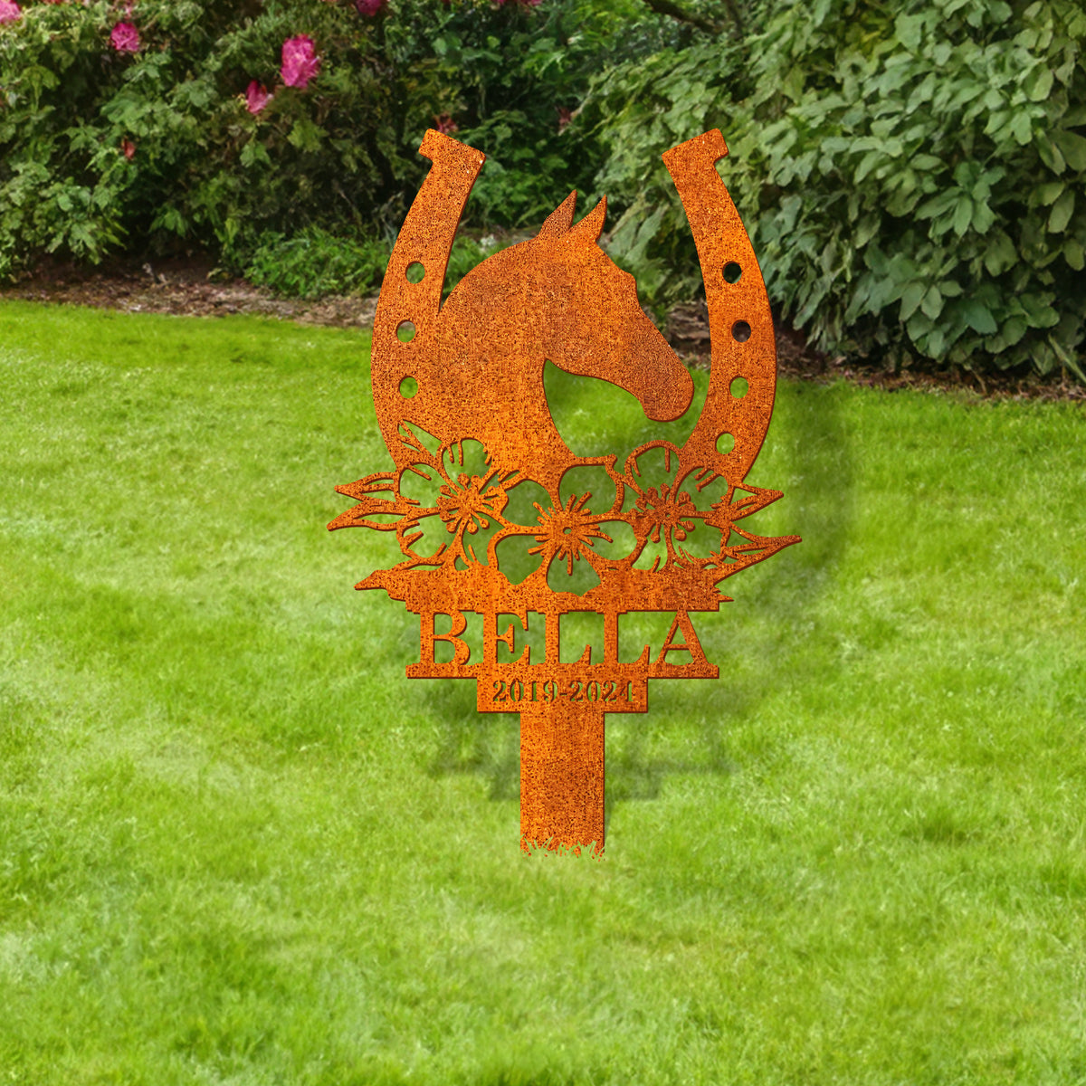 Custom Horse Memorial Stake Corten Sign , Grave Markers Sign, Horse Name Sign, Horse Lover Gift, Sympathy Sign, Remembrance Stake, Ranch Decor