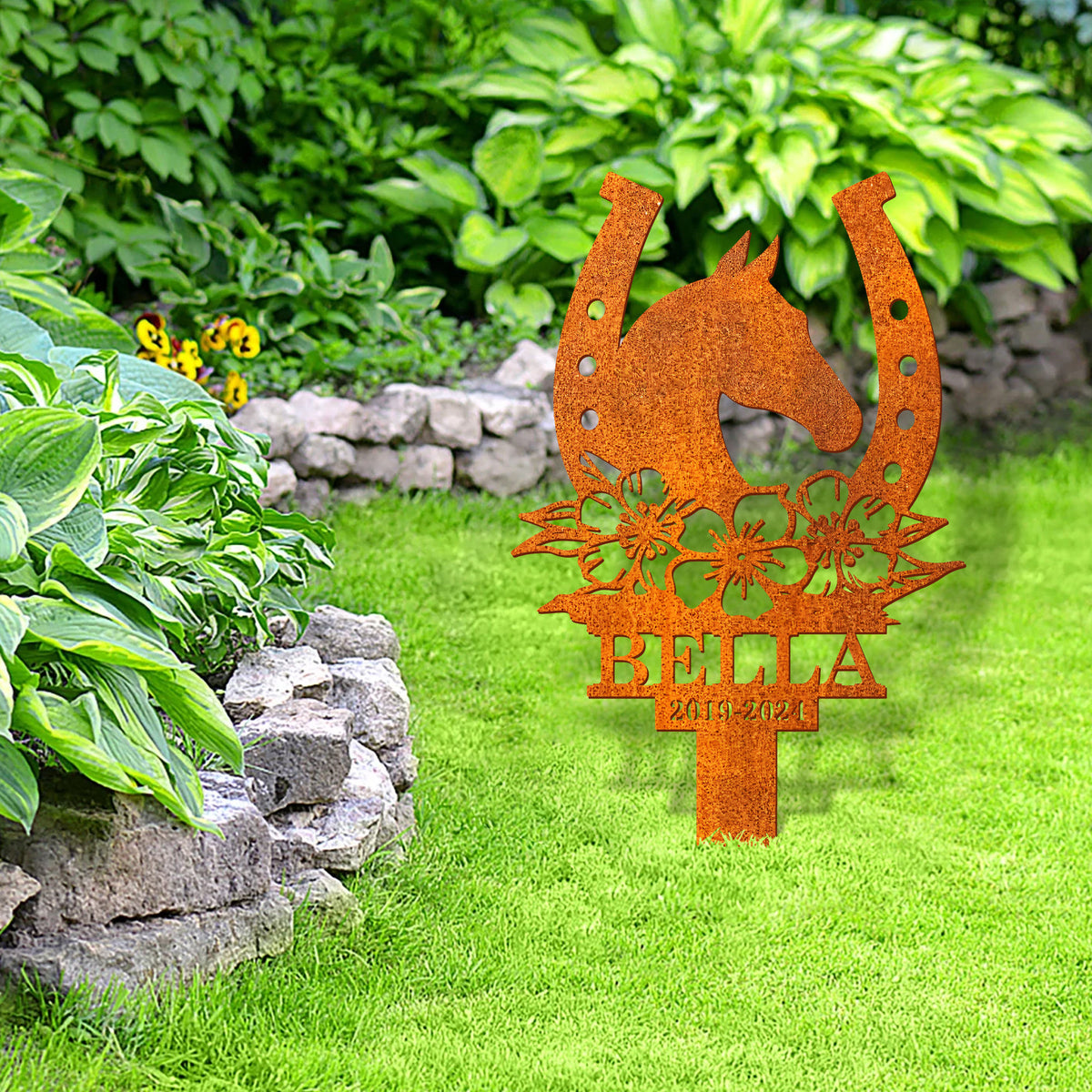 Custom Horse Memorial Stake Corten Sign , Grave Markers Sign, Horse Name Sign, Horse Lover Gift, Sympathy Sign, Remembrance Stake, Ranch Decor
