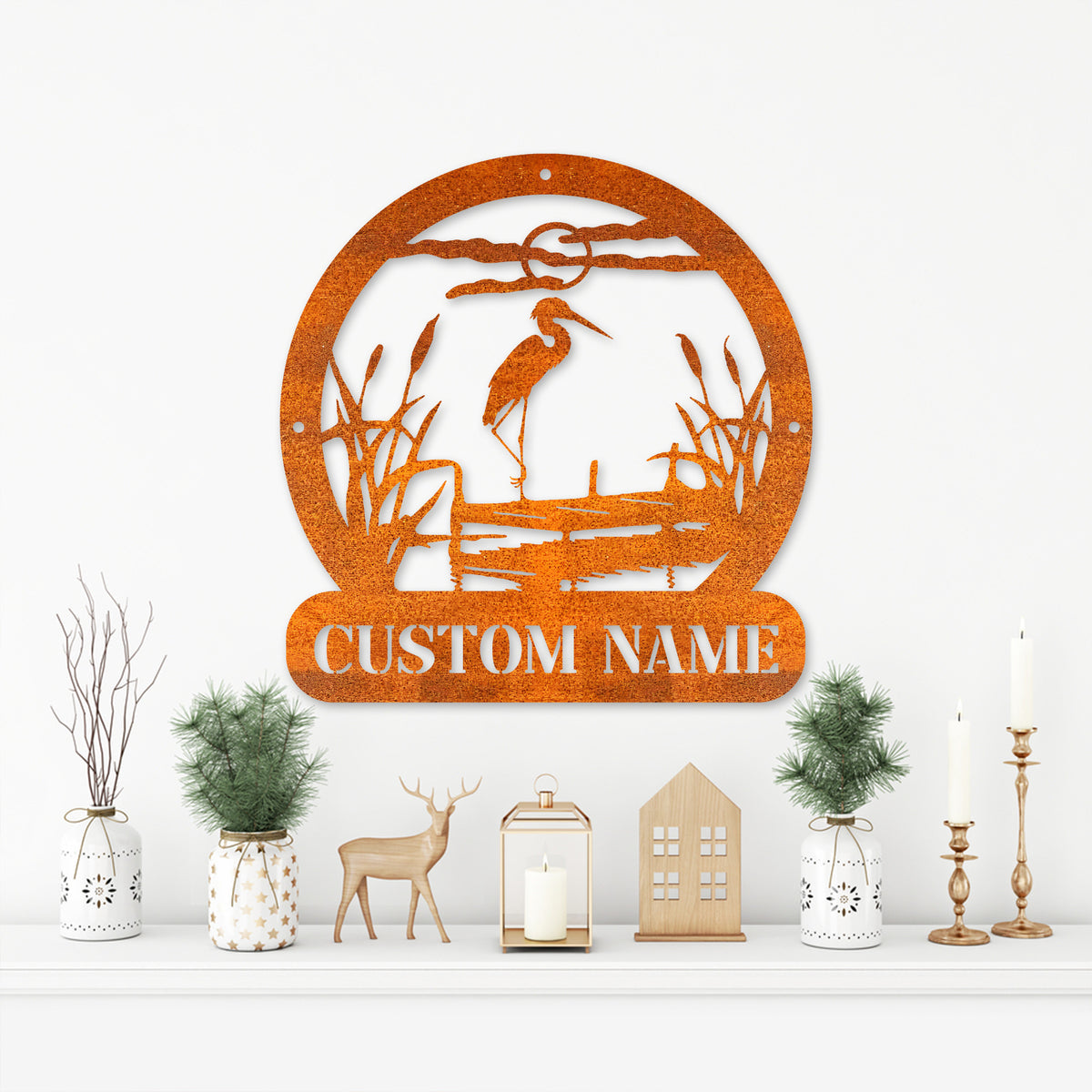 Personalized Herons Metal Sign, Lake House Sign Heron Metal Wall Art, Wildlife Bird Wall Decor, Bird Lover Gift, Outdoor Sign, Birthday Gift